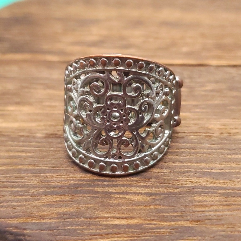 Aztec Stretch Silver Ring